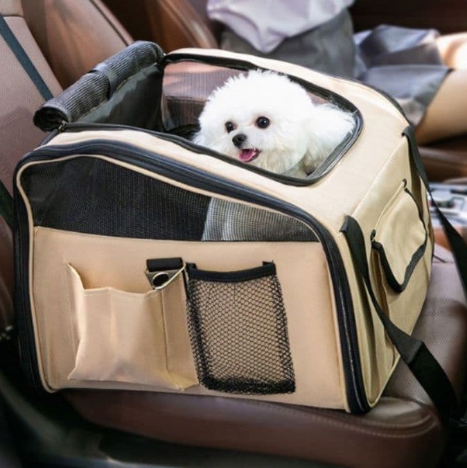 犬キャリーバッグ 通気性抜群メッシュ窓付き小型犬用ソフトキャリーバッグ