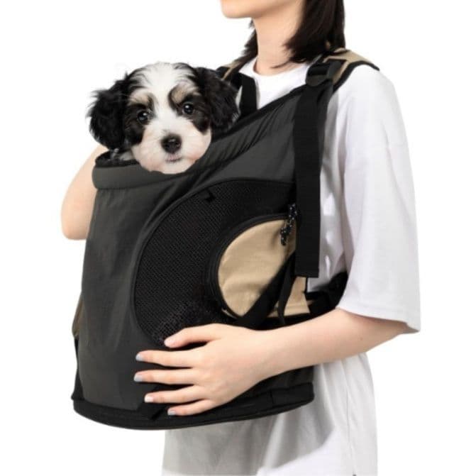 犬キャリーバッグ 前向き抱っこ対応メッシュ窓付きリュック型犬用キャリー