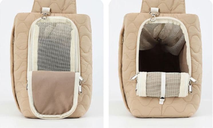 犬キャリーバッグ キルティング柄ソフトメッシュ窓付き犬用トートバッグ