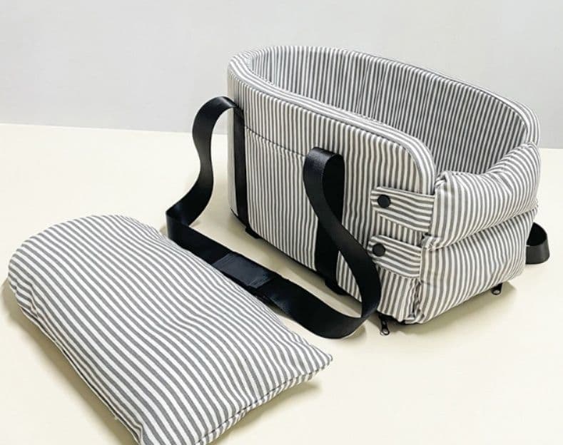 犬キャリーバッグ ストライプ柄おしゃれ肩掛け小型犬用キャリーバッグ