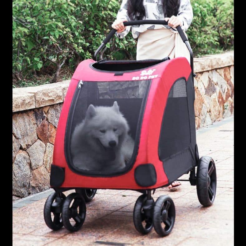 犬キャリーバッグ 四輪大型メッシュ窓付き犬用カート