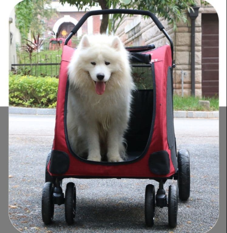 犬キャリーバッグ 四輪大型メッシュ窓付き犬用カート