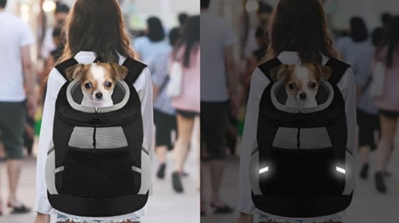 犬キャリーバッグ 反射板付き通気性抜群前向き抱っこ犬用リュック