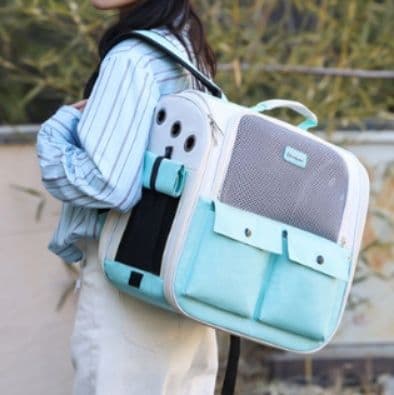 犬キャリーバッグ 通気性抜群メッシュ窓付き犬用背負い型キャリーバッグ