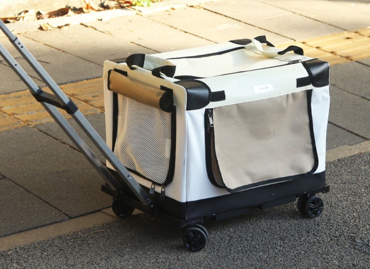 犬キャリーバッグ 折りたたみ式キャスター付き通気性抜群ペット移動用バッグ
