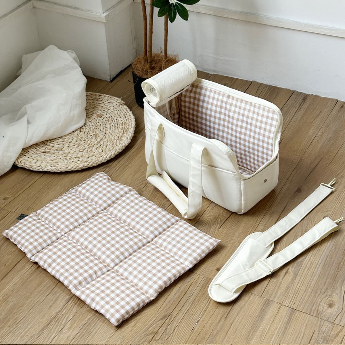 犬キャリーバッグ 多機能ポケット付き小型犬用トートキャリーバッグ