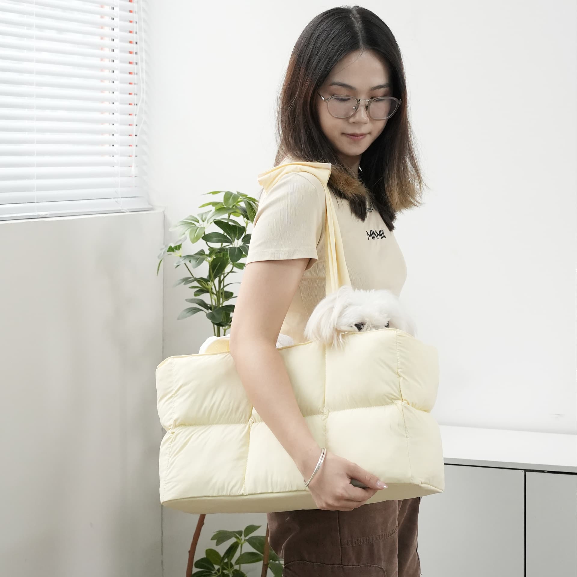 犬キャリーバッグ ふわふわキルティング中綿入りソフトキャリーバッグ